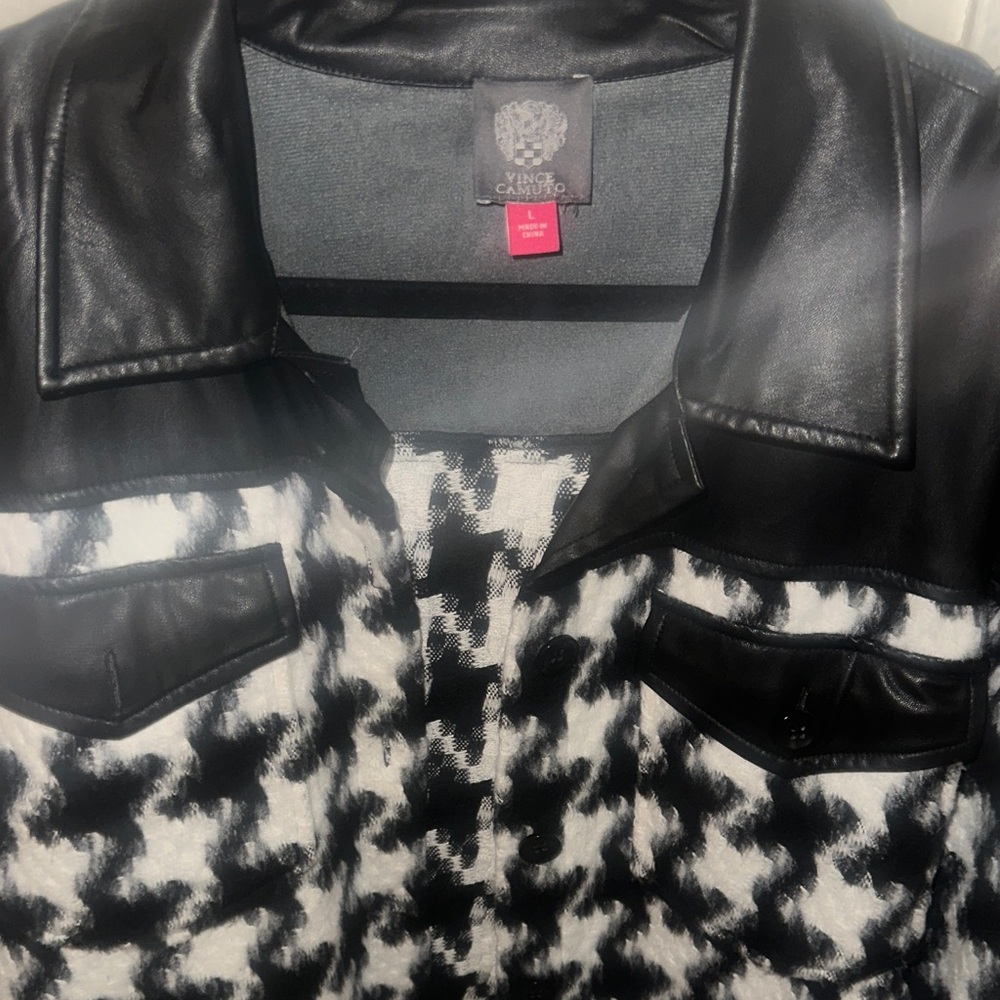Vince Camuto Black and White Houndstooth Blazer